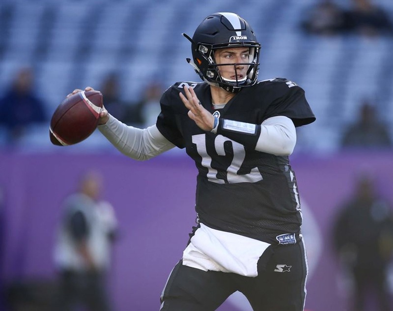 Former AAF QB/Summer Showcase attendee, Luis Perez working out for Panthers